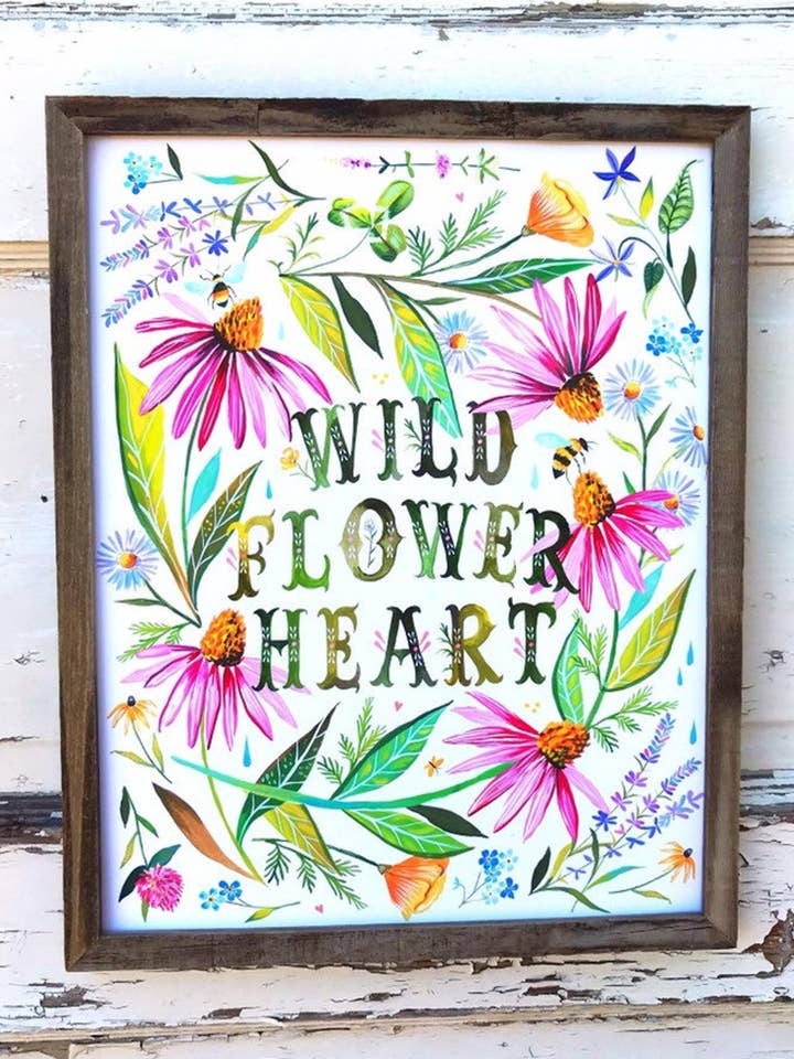 Imprimé cœur fleur sauvage pour la vente par Katie Daisy