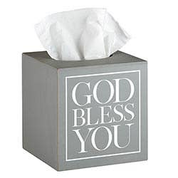 Faithworks by Creative Brands - Wholesale Tissue Box - Square Tissue Box Cover - Grey with White Text3