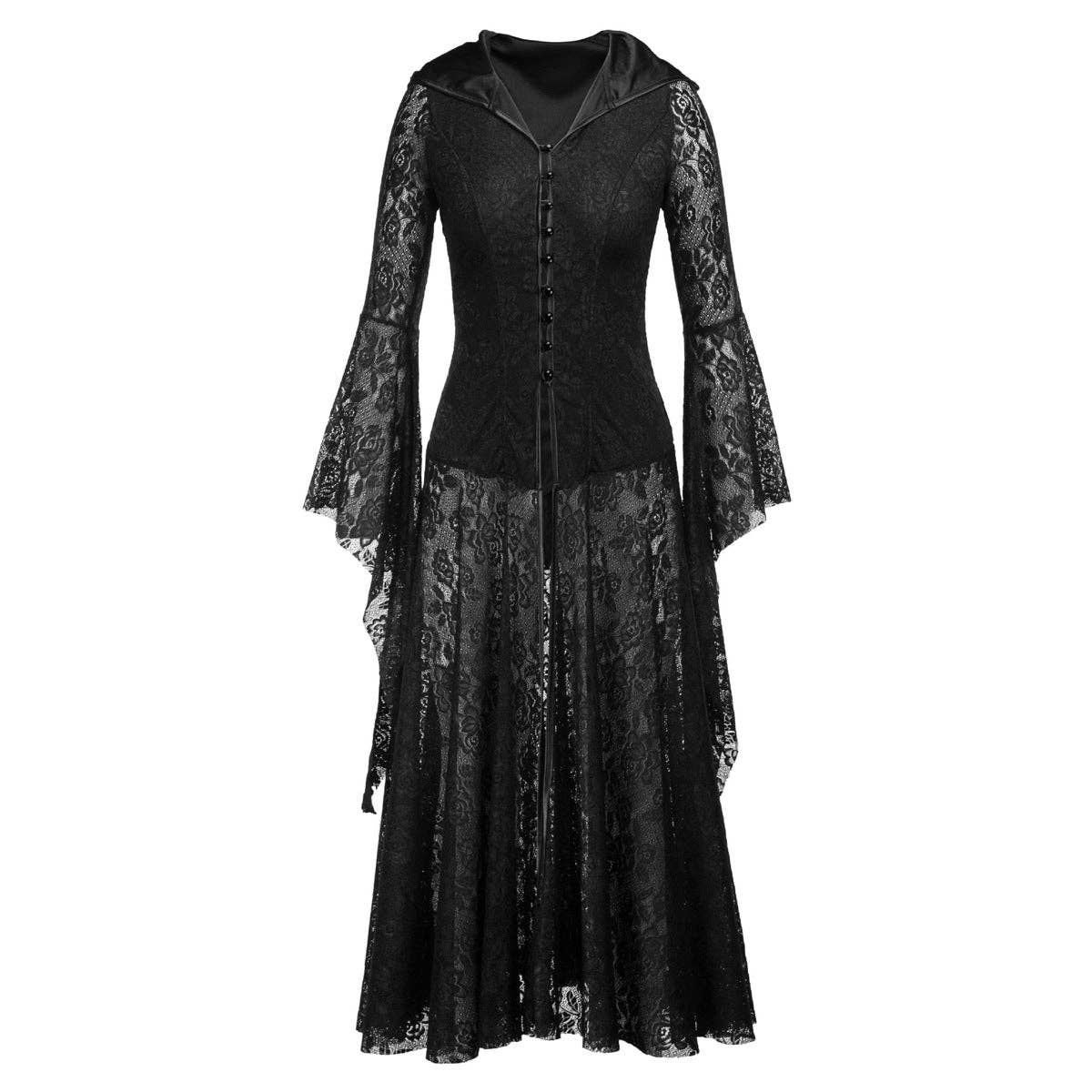 SALINA TRADING INC - Wholesale Dress - Women's - Women Retro Gothic Lace Splicing Hooded Dress0