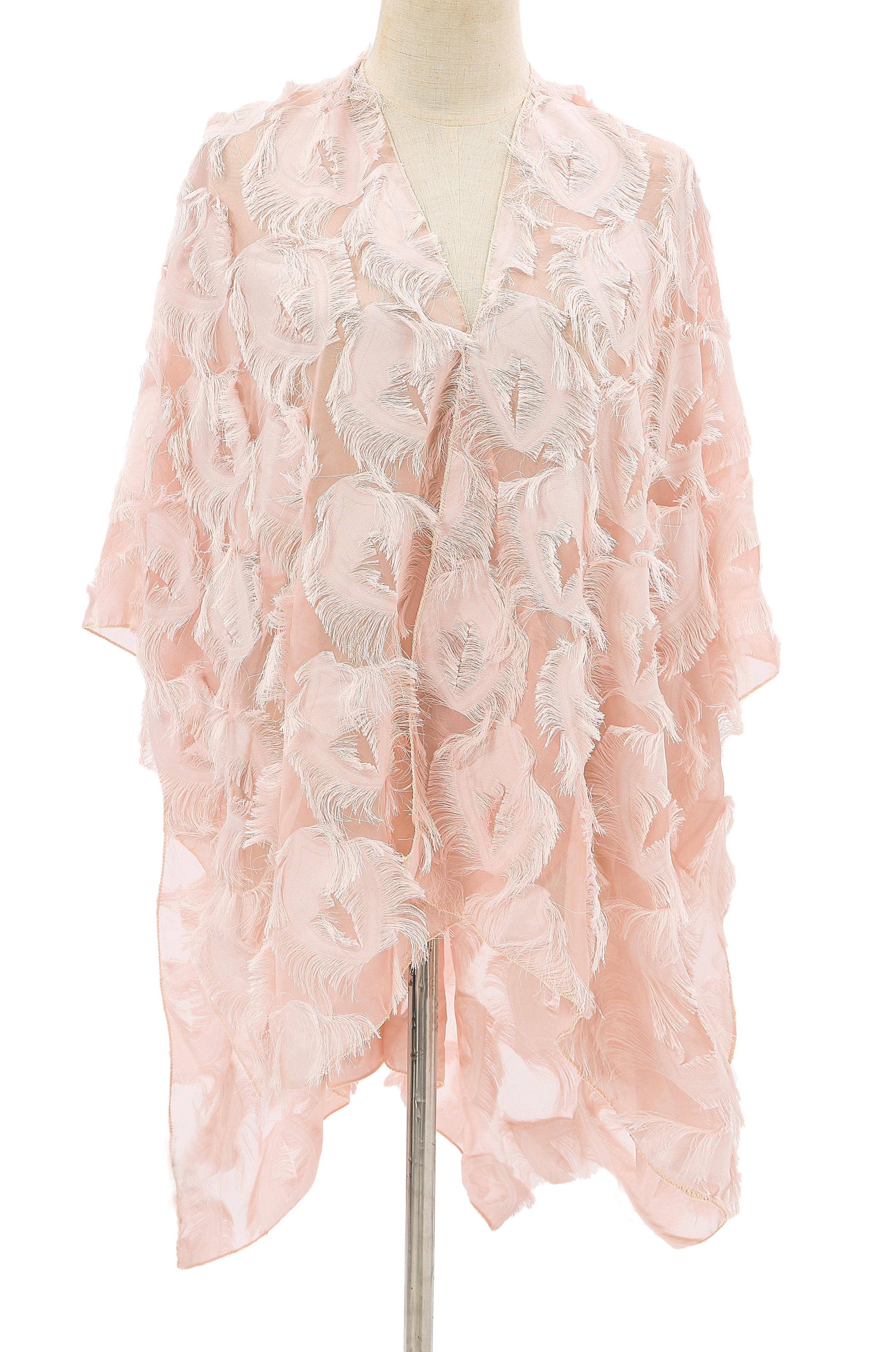 JC Sunny Fashion - Wholesale Kimono - Women's - JC060283 Elegant 3D Feather Fringe Eyelash Kimono/Cover-Up17