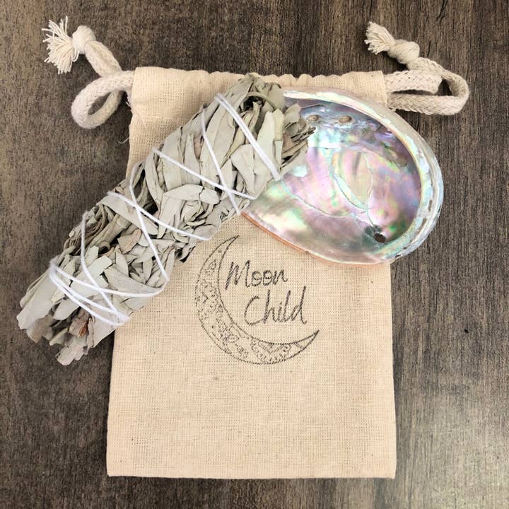 Limpeza de Energia para Manchas de Sálvia Branca e Abalone da Califórnia por atacado de Moon Child