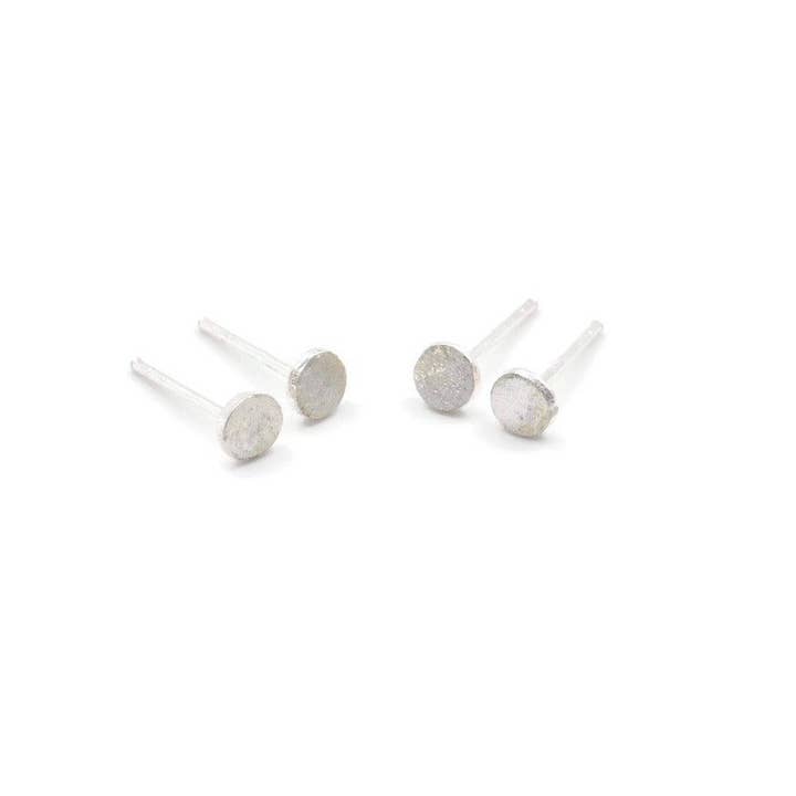Cali Findings - Wholesale Stud/Post Earrings - Sterling Silver Circle Earring Posts, Mini Disc Texture