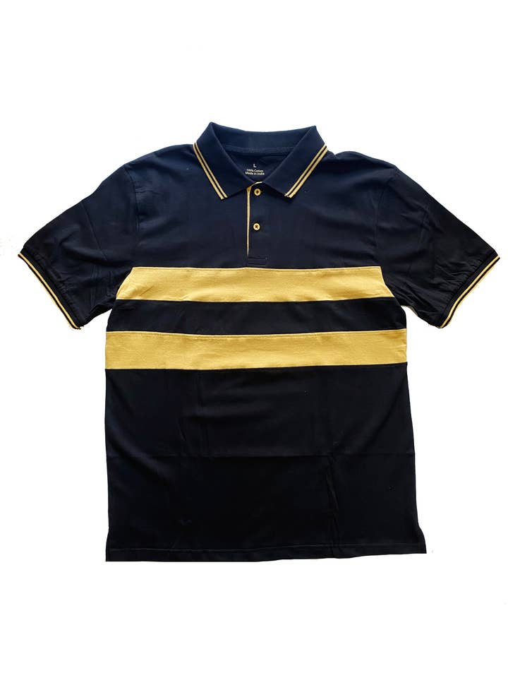 Preto e Dourado Adulto Manga Curta com Risca no Peito por atacado de Mardi Gras Creations