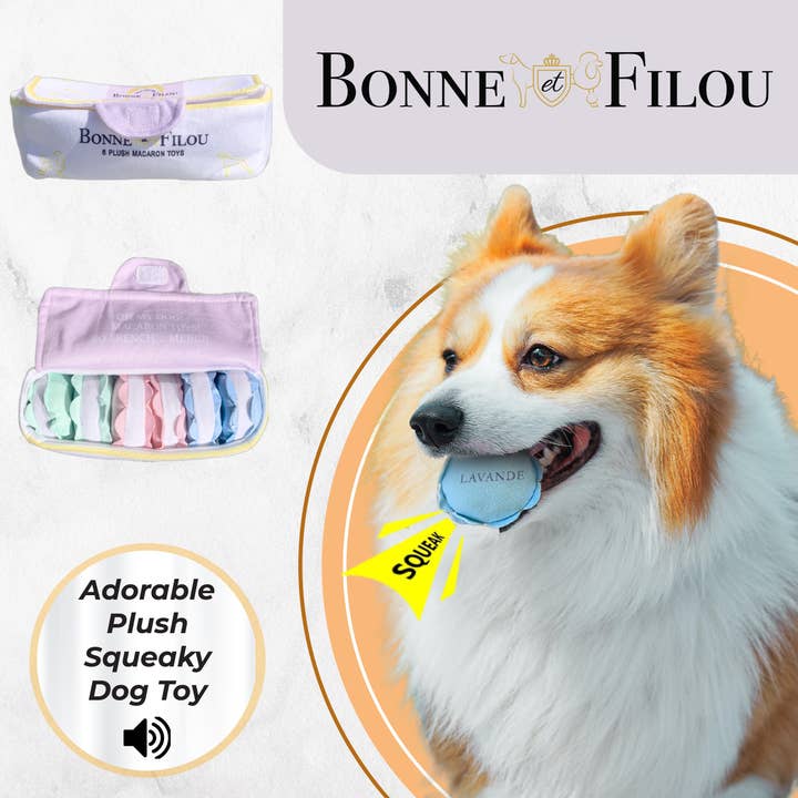 Bonne et Filou - Wholesale Pet Squeaky Toy - Dog - Dog Toy Macarons Squeaky Plush