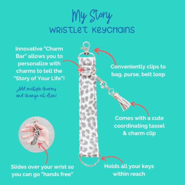 Kimmi Jo - Vendita all'ingrosso Portachiavi - Donna - Portachiavi da polso verde mimetico con ciondolo a nappina e barra porta-ciondoli4