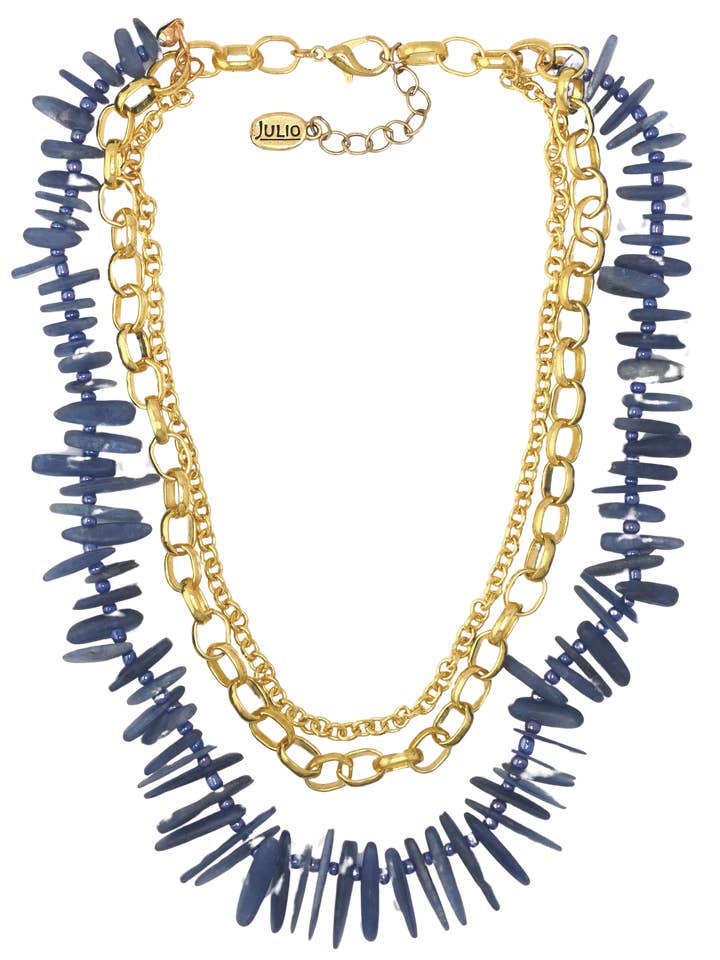 Combine Gemstone Nuggets with Layered Chains Necklace for wholesale by Julio Designs