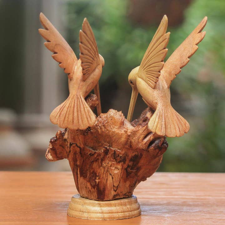 NOVICA - Wholesale Sculpture - NOVICA Hummingbird Couple Wood sculpture