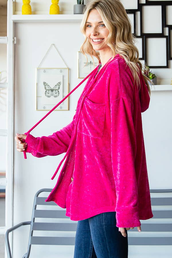 7th Ray - Venta al por mayor Sobrecamisa - Mujer - Chaqueta con capucha y cordón, forrada, de chenilla con estampado animal T49642