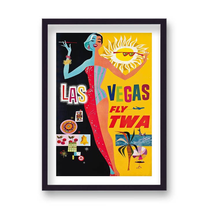 Twa Las Vegas Graphic Poster Vintage Travel Print for wholesale by Gallery Print and Art