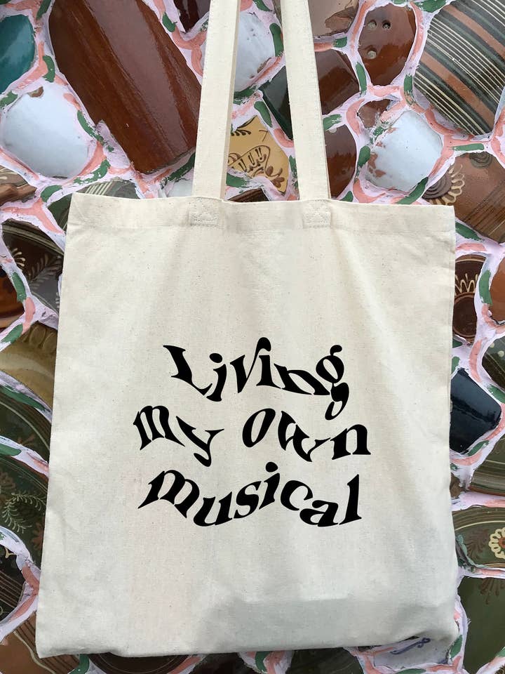 Bolsa de tela 100% algodón "Viviendo mi propio musical" para venta al por mayor de F&F Designs