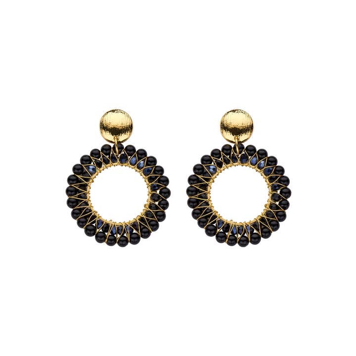 Onyx Gold Plated Earrings for wholesale by Sansira Jewelry