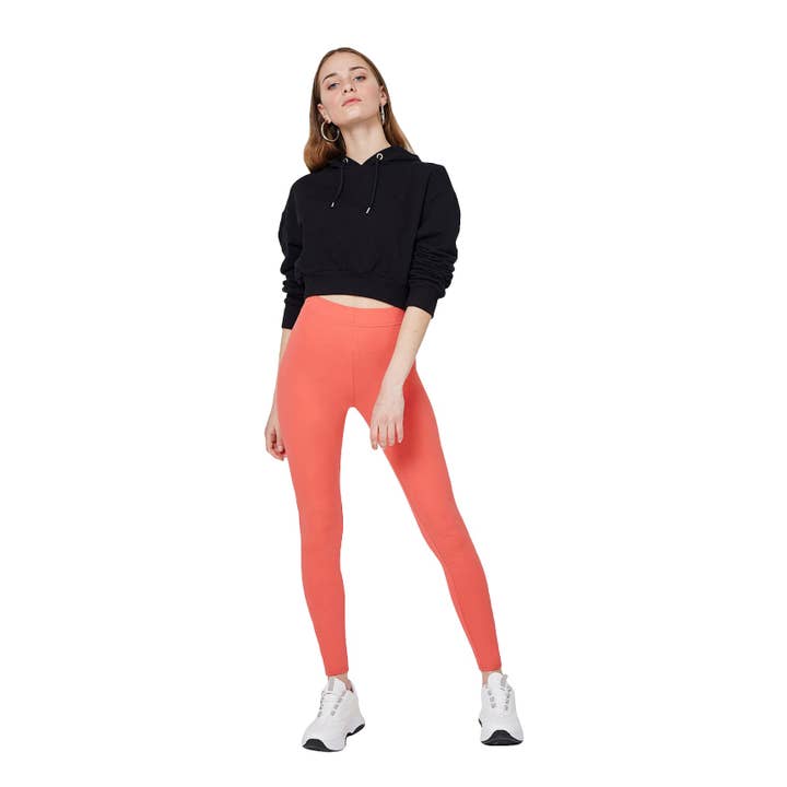 Legging taille haute classique orange à la mode pour la vente par Fashiontight