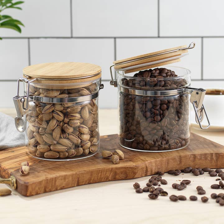 JoyJolt - Wholesale Jar - Borosilicate Glass Jars With Bamboo Lids (19 fl oz)
