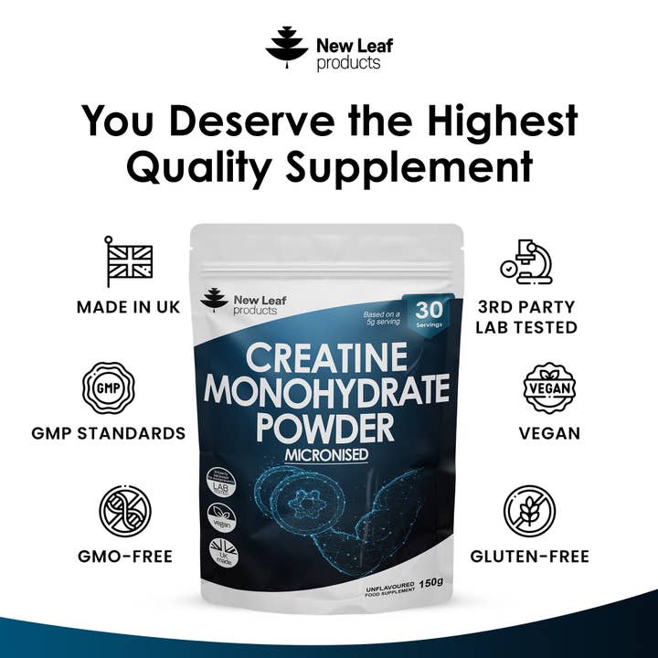 New Leaf products Ltd – wholesale Protein/superfood powder – Creatine Monohydrate Powder 100% Micronised pre/post gym 5g3