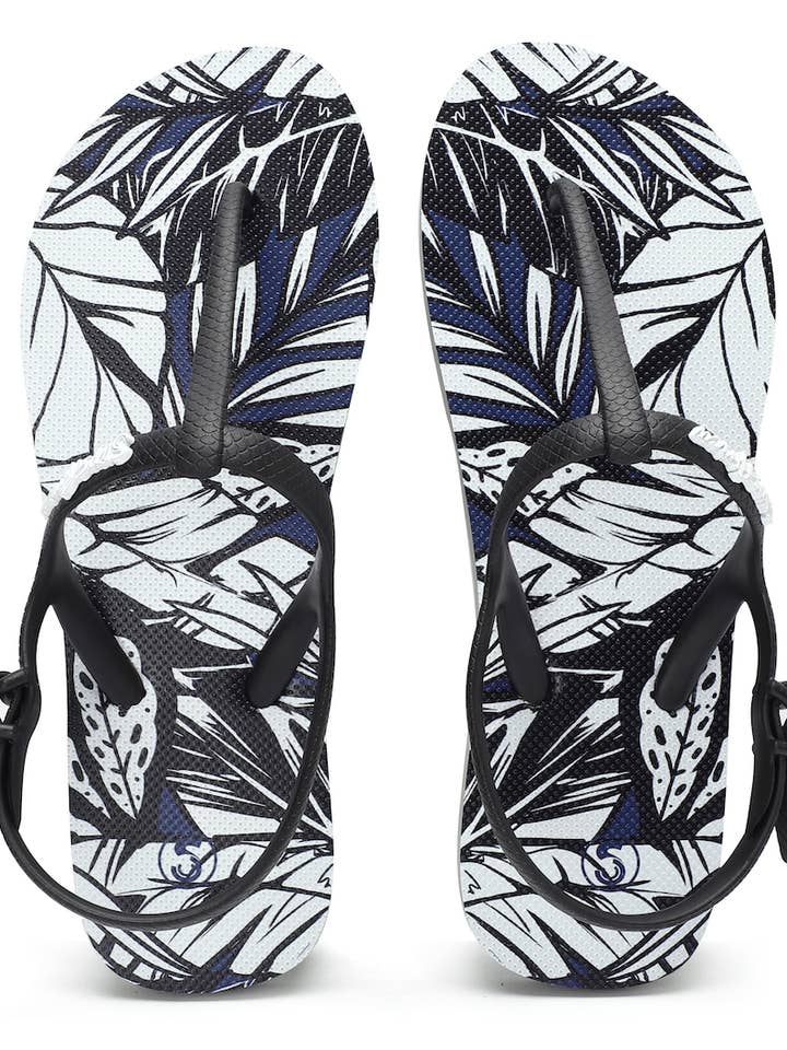 Womens Monochrome Sandals (Black/Blue) for wholesale by SLIPS Africa