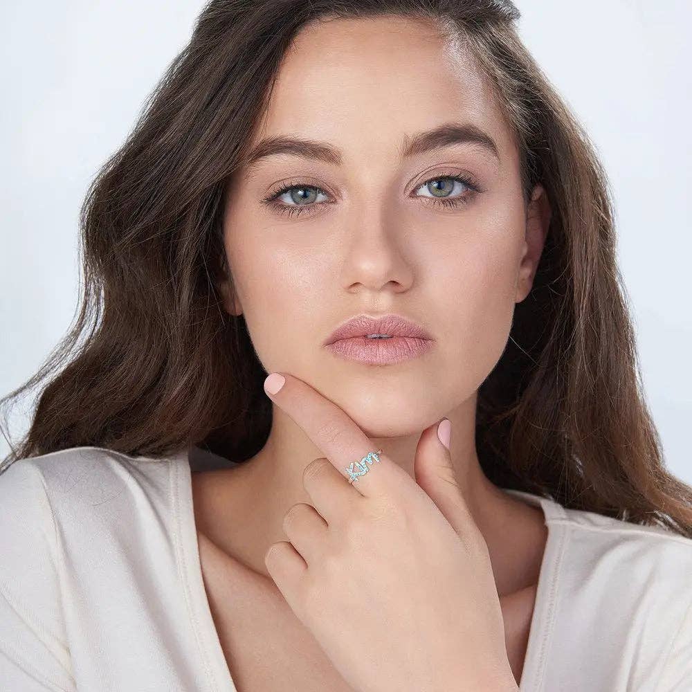 Maiden-Art MindfulChic Fashion – wholesale Multi-stone ring – 925 Sterling Silver Swarovski Stone Name Ring - Swarovski stone ring2