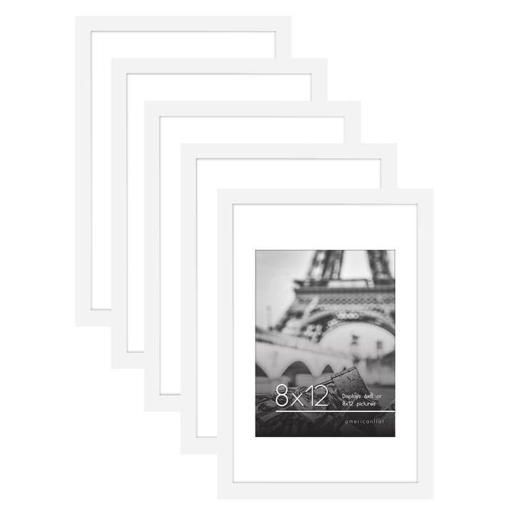 Americanflat - Wholesale Picture Frame - Americanflat Picture Frame with Mat Slim Molding (5 Pack)