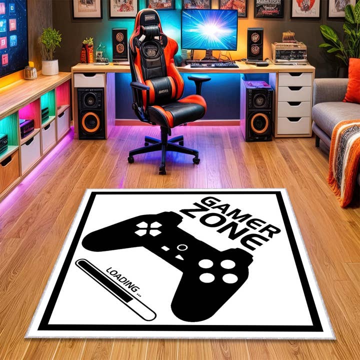 Tapis Gamer Zone : Tapis de Salle de Jeu Blanc, Tapis de Salle de Jeux pour la vente par Rugendary Trade LLC