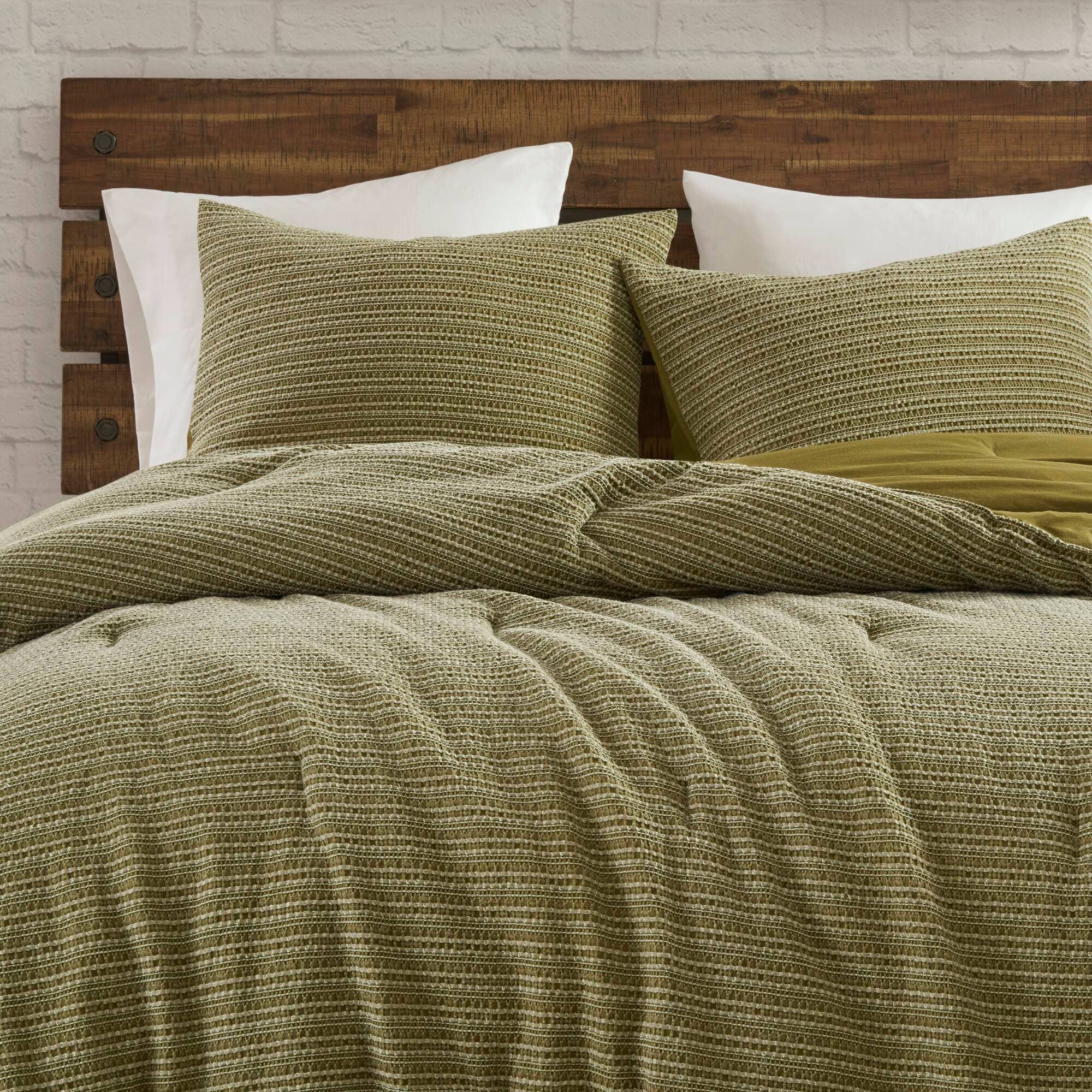 Olliix - Wholesale Bedding Set - 3 Piece Vintage Waffle Washed Comforter Set, Green6