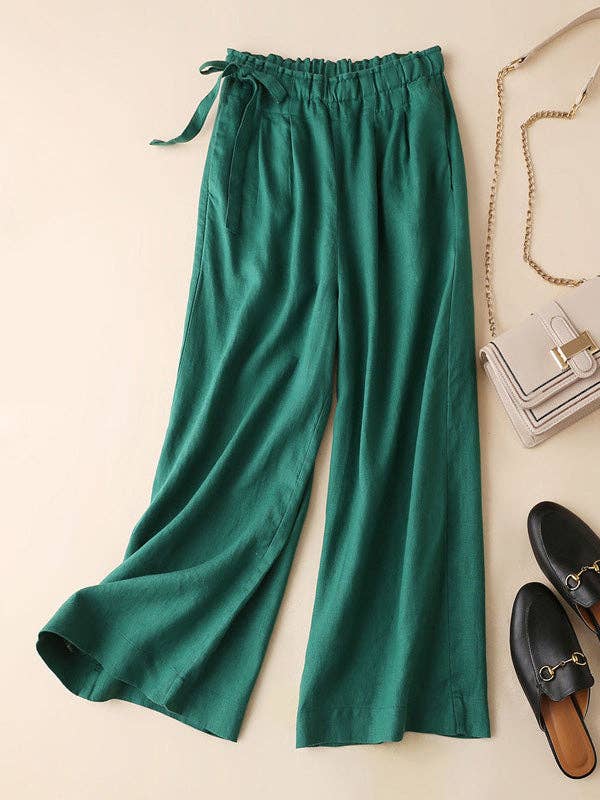 UZ Wholesale Store – Calças - Mulher por atacado – Calças Capricho de Cor Sólida com Pés Largas Soltas de Criação Original6