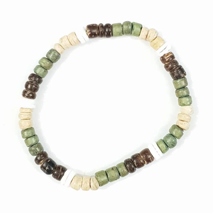 Bracelet en coquillage avec perles en bois 3003-3882 pour la vente par Gloria-Maris