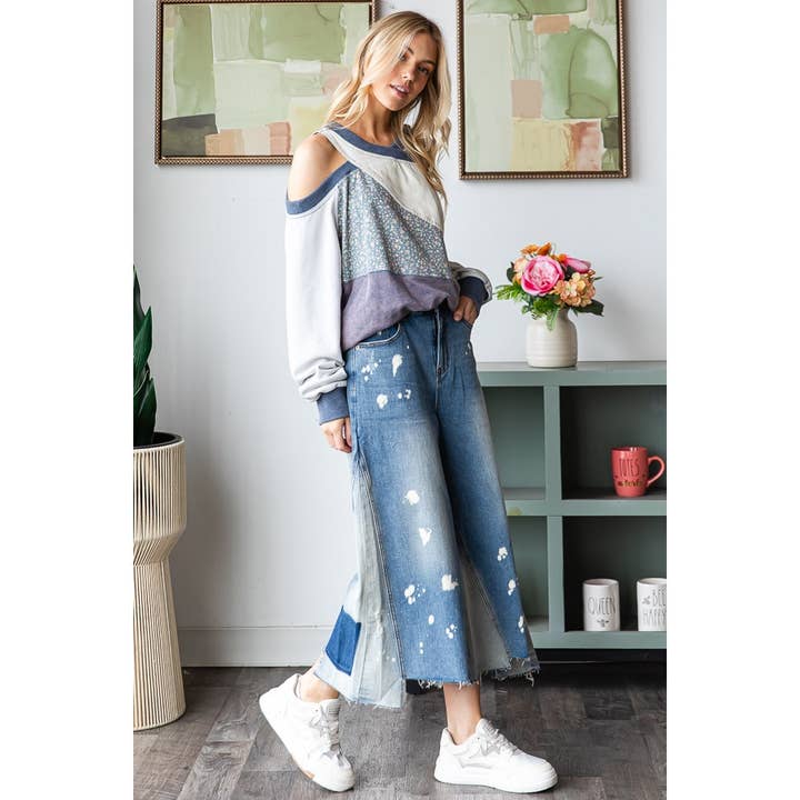 WASHED CROPPED DENIM JEANS for wholesale on Faire