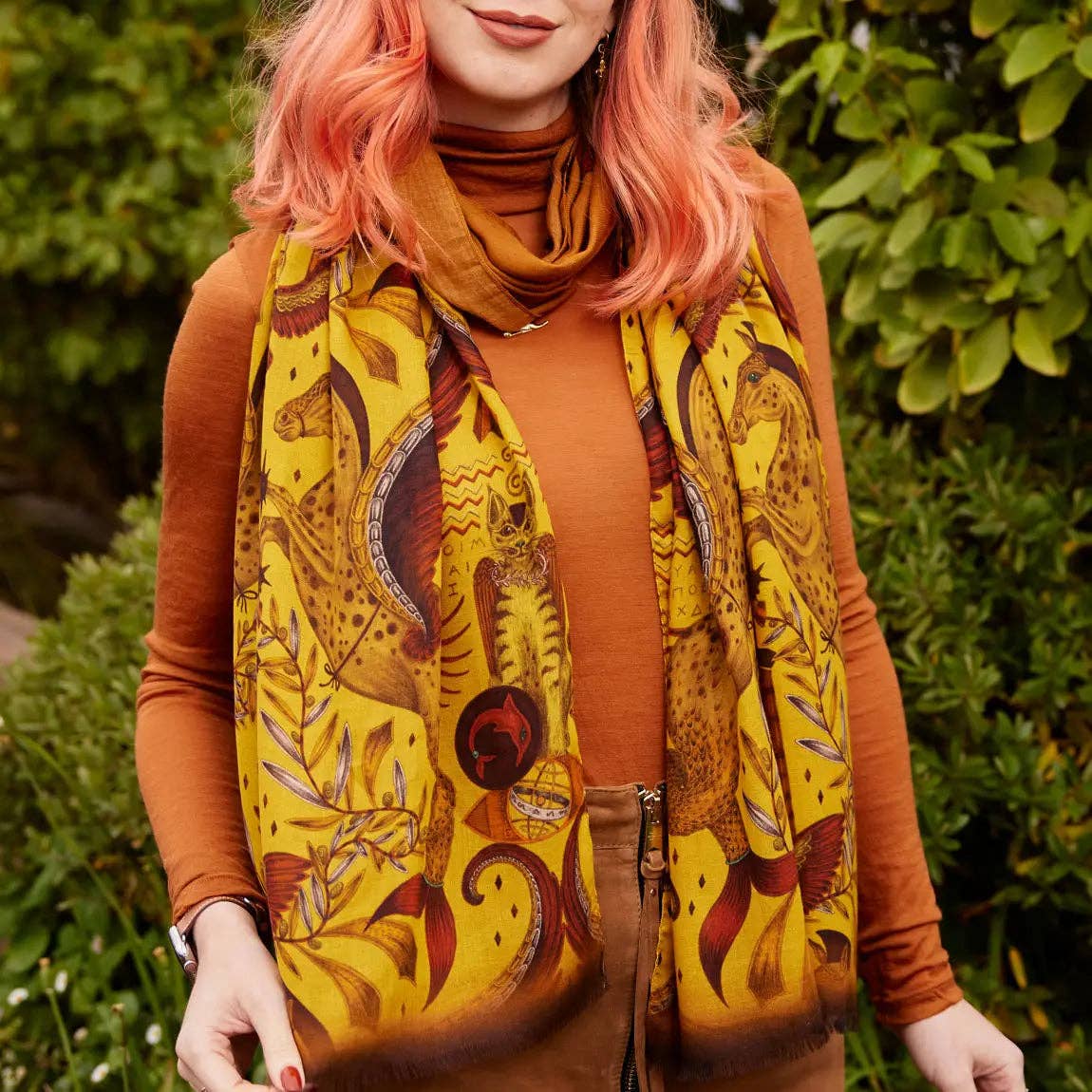 Emma J Shipley - Vendita all'ingrosso Sciarpa - Donna - Sciarpa in cashmere modale Odyssey - Leopardo rosso1