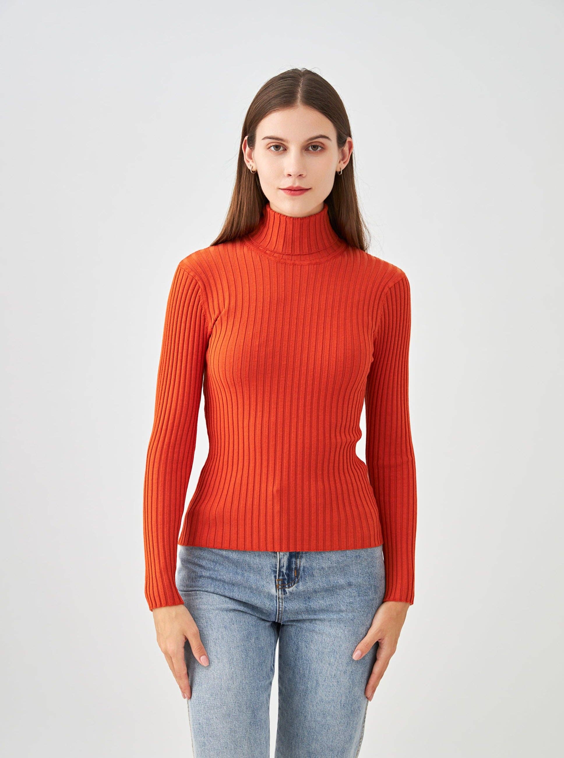 jw.atelier - Vendita all'ingrosso Maglione tricot - Donna - Maglione dolcevita a coste in seta elasticizzata8