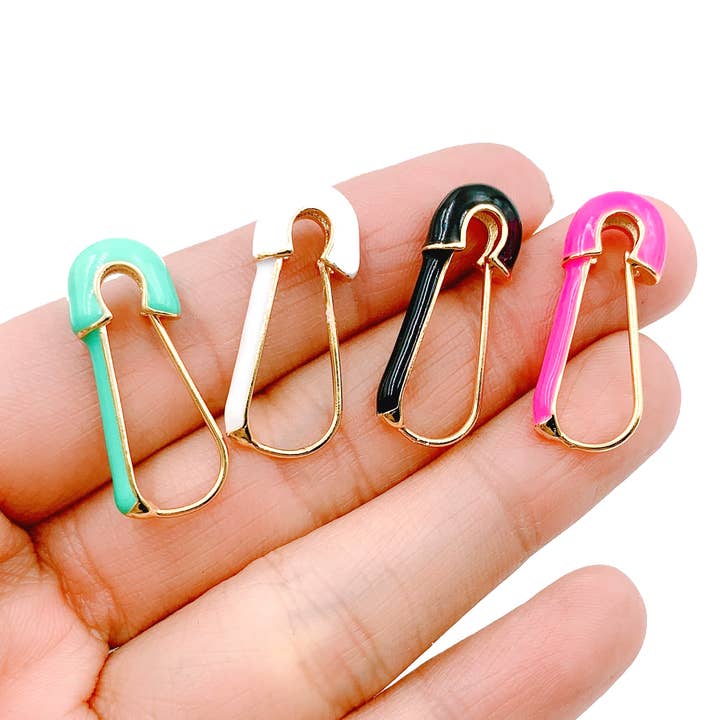 Enamel Safety Pin Clasp, Lobster Clasp, CL361 for wholesale by Beads Creation