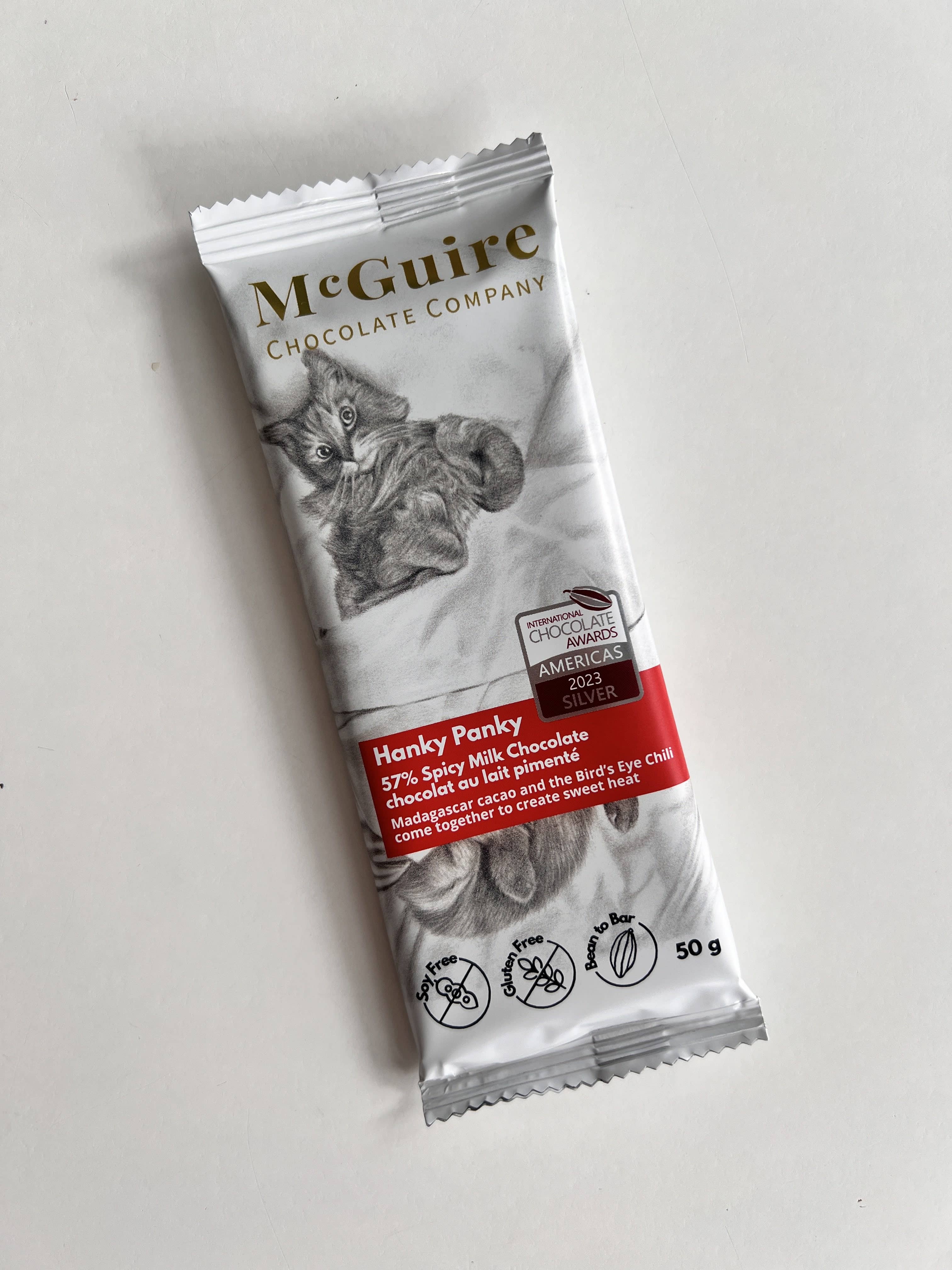 McGuire Chocolate Company - Wholesale Chocoladereep - Hanky Panky 57% pittige melkchocolade