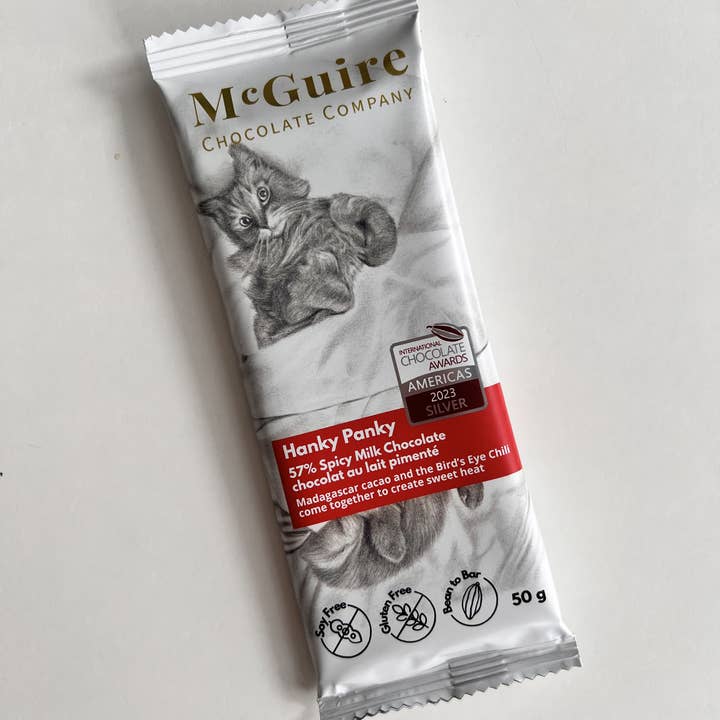 Chocolat au lait épicé 57 % Hanky Panky pour la vente par McGuire Chocolate Company
