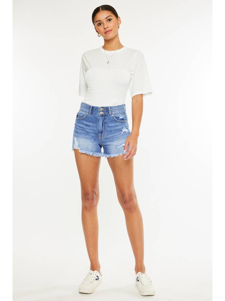 MEDIANO PANTALONES CORTOS DE MEZCLILLA DE TIRO ALTO MOM-KC8560NM de venta al por mayor en Faire3