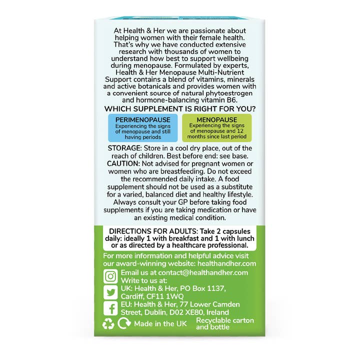 Health & Her Ltd - Wholesale Oral Supplement/Vitamin - Health & Her Menopause Multi-Nutrient Support Supplement10