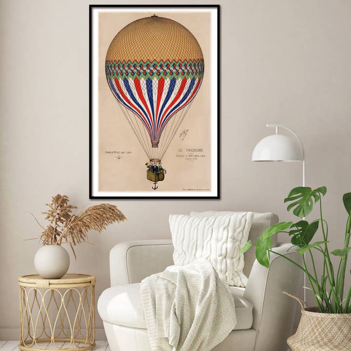Close Up GmbH - Wholesale Poster - Poster van het luchtballon ‘Le Tricolore’ door E. Hamelin, 91,5 x 61 cm1