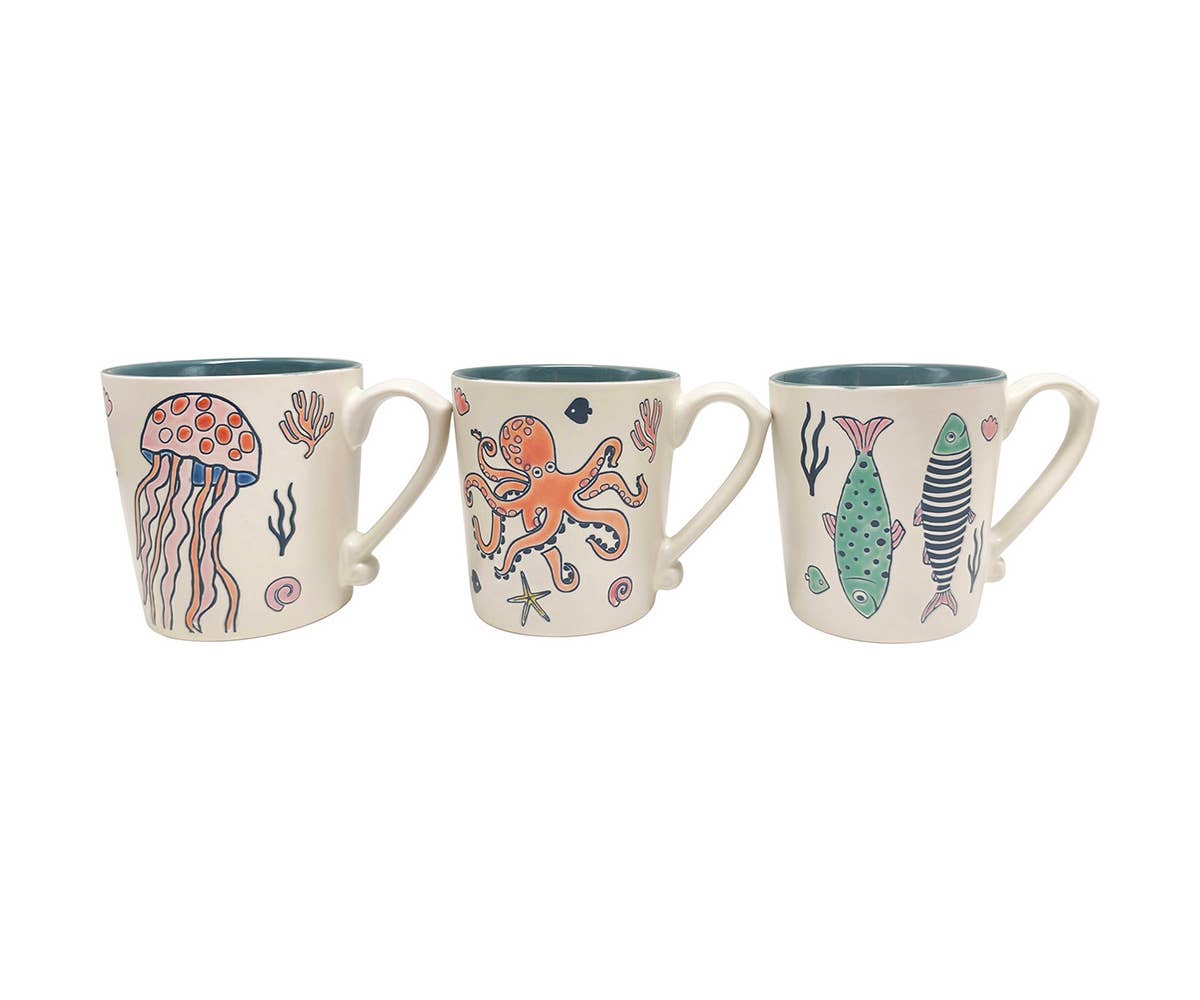 Blue Sky Clayworks - Wholesale Coffee Mug - FINN AND FISH 18OZ MUG, 3 ASST