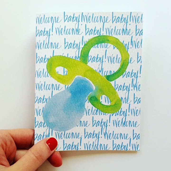 Carte tétine Welcome Baby pour la vente par Allie & Elle