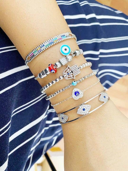 Evileyefavor - Wholesale Cuff Bracelet - Silver Evil Eye Bracelet, Evil Eye Cuff Bracelet, Greek Evil Eye Jewelry6