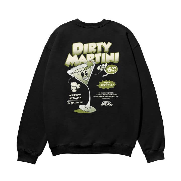 Sweatshirt Orgânica Pesada Dirty Martini Preto por atacado de Weekend Concept