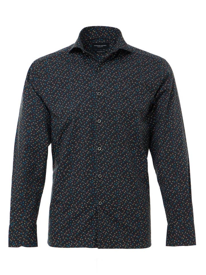 Camicia a maniche lunghe con stampa di frecce astratte multiple per la vendita all'ingrosso da parte di Luchiano Visconti