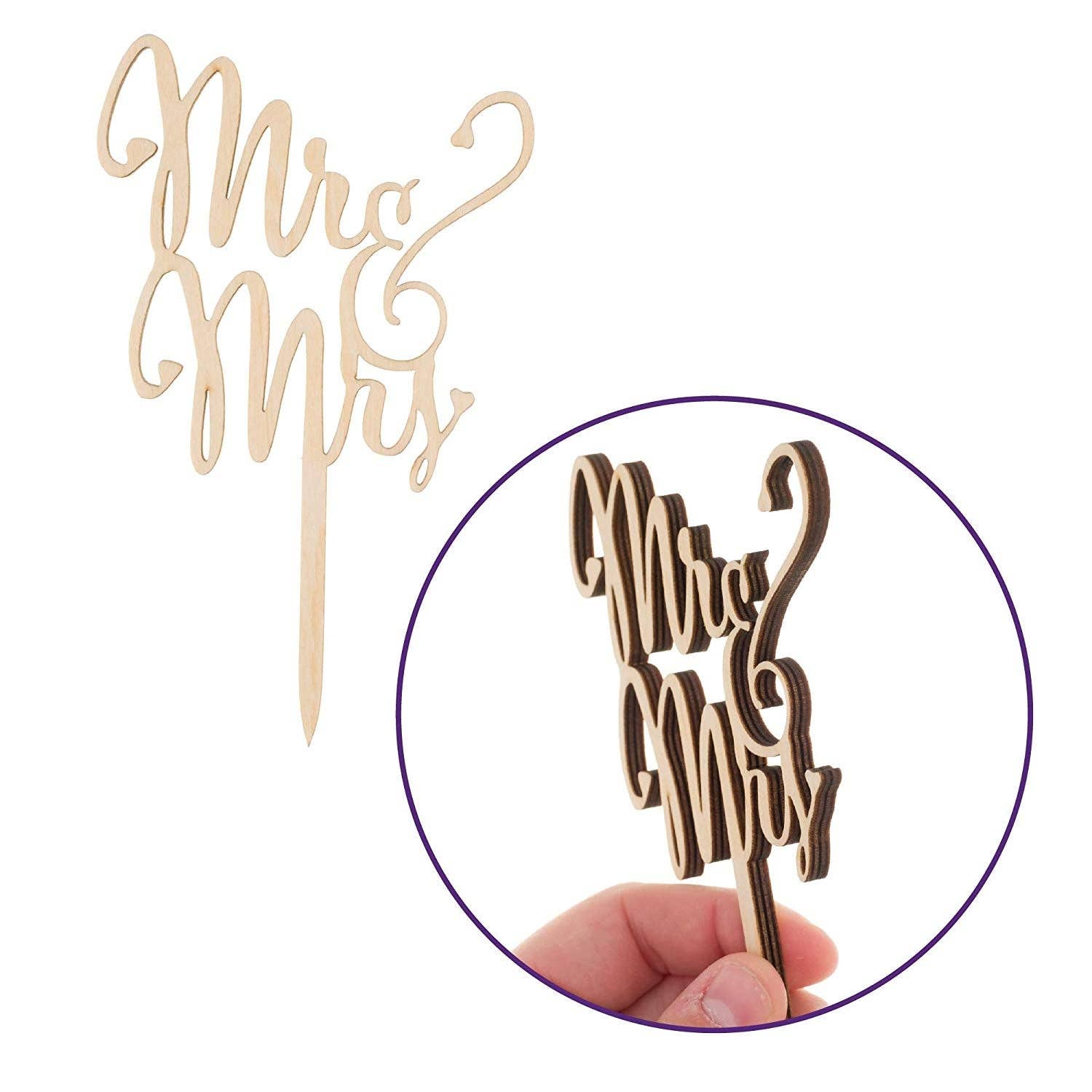 Ella Celebration - Wholesale Cake/Cupcake Topper - Mr & Mrs Wooden Wedding Cake Topper3