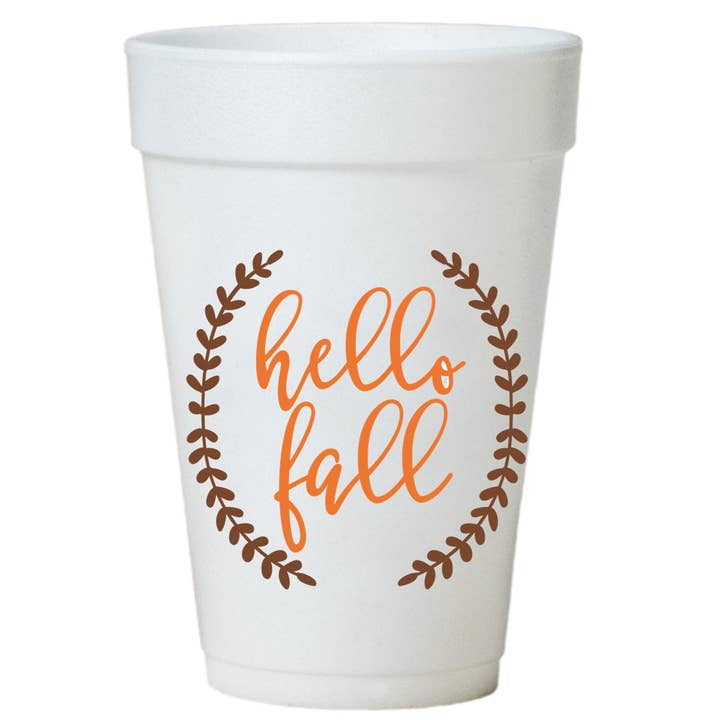 Preppy Mama - Wholesale Disposable Cup - Hello Fall Halloween -Thanksgiving Party Cups - Styrofoam