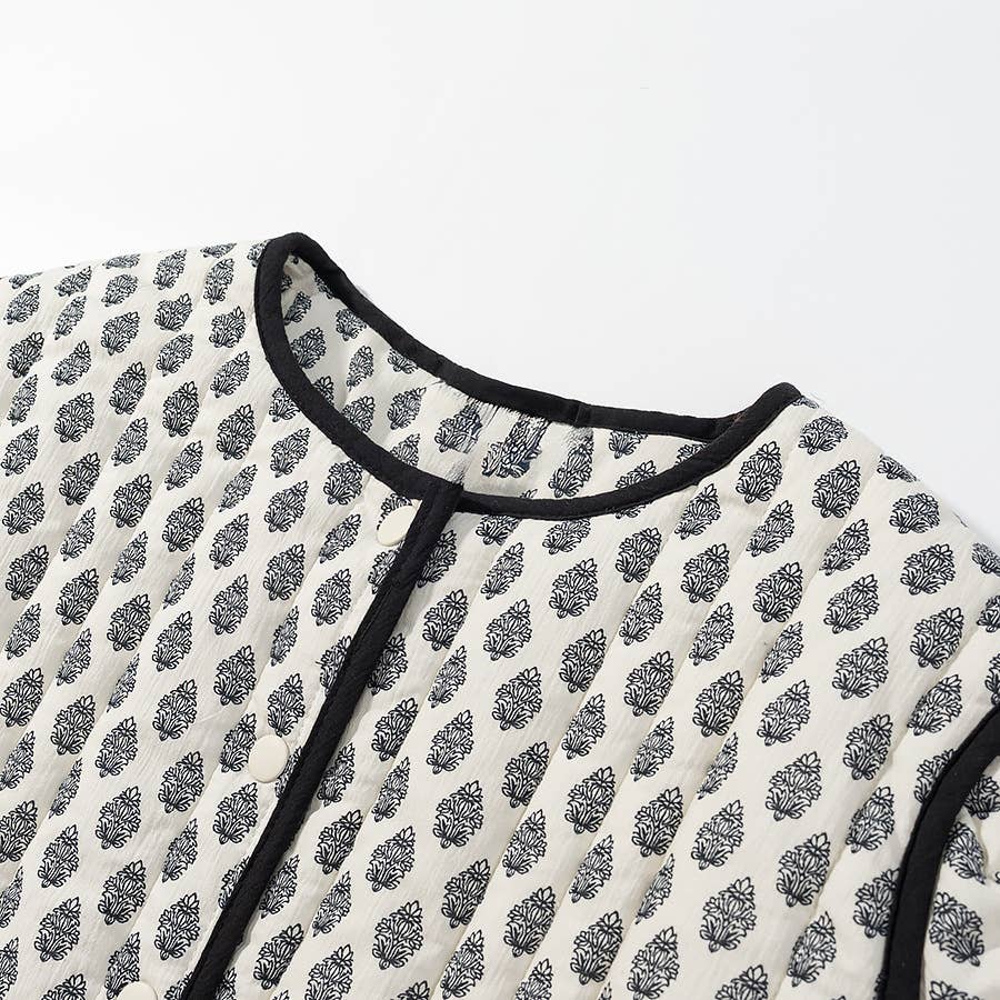 BLACKWHITE Printed round-neck quilted cotton-padded jacket for wholesale on Faire2
