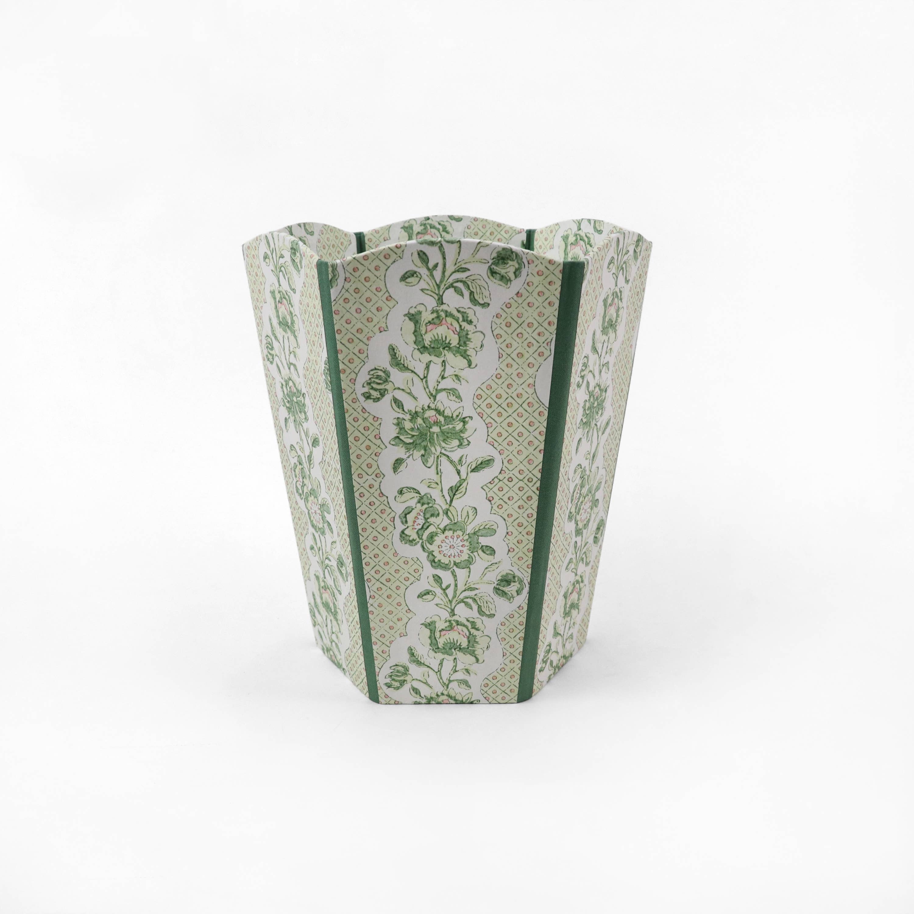 Craft Boat - Wholesale Basket - SCALLOPED COLLAPSIBLE BASKET - BLOOMING TRELLIS GREEN 0