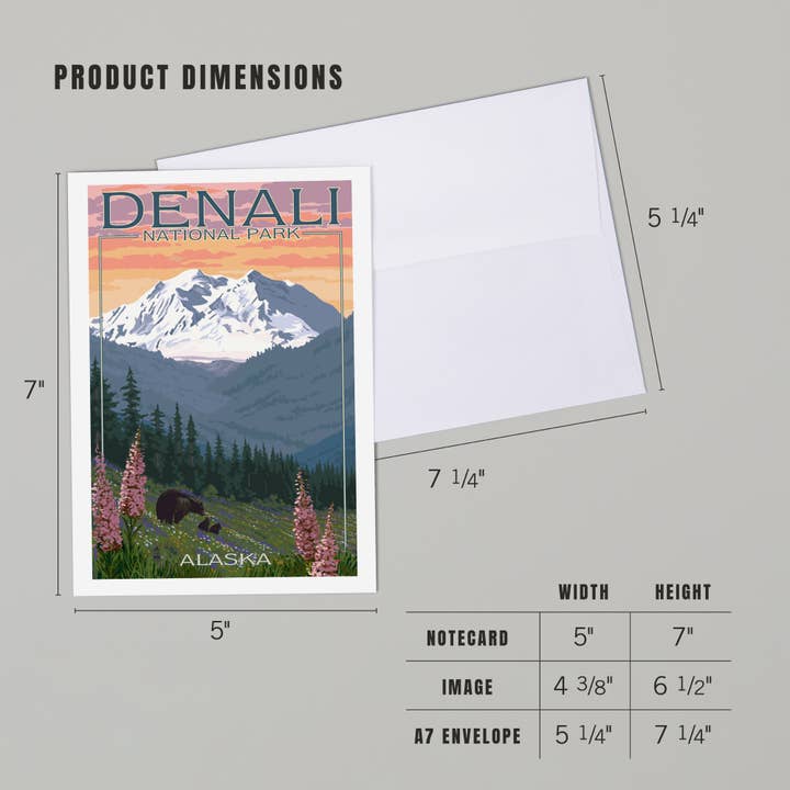 Lantern Press - Wholesale Everyday Greeting Card - GREETING CARD Denali National Park, Alaska Bear &Flowers4