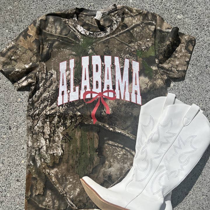 Alabama | Camo | Game Day | Bow | Football | Tshirt for wholesale by The American Honey