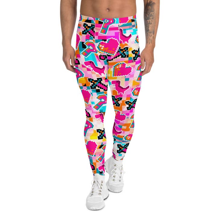 Men's Leggings | Festival Pixelated Pop Art Pants for wholesale by BillingtonPix