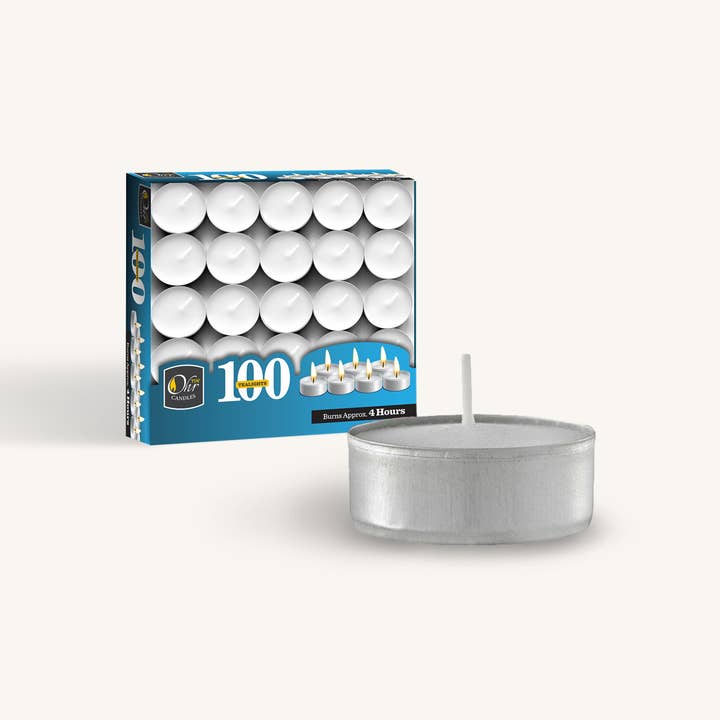 Ner Mitzvah - Wholesale Tea Light Candles - Tealights in Aluminum Cups - 4 Hours - 100 Pack (Ohr)2