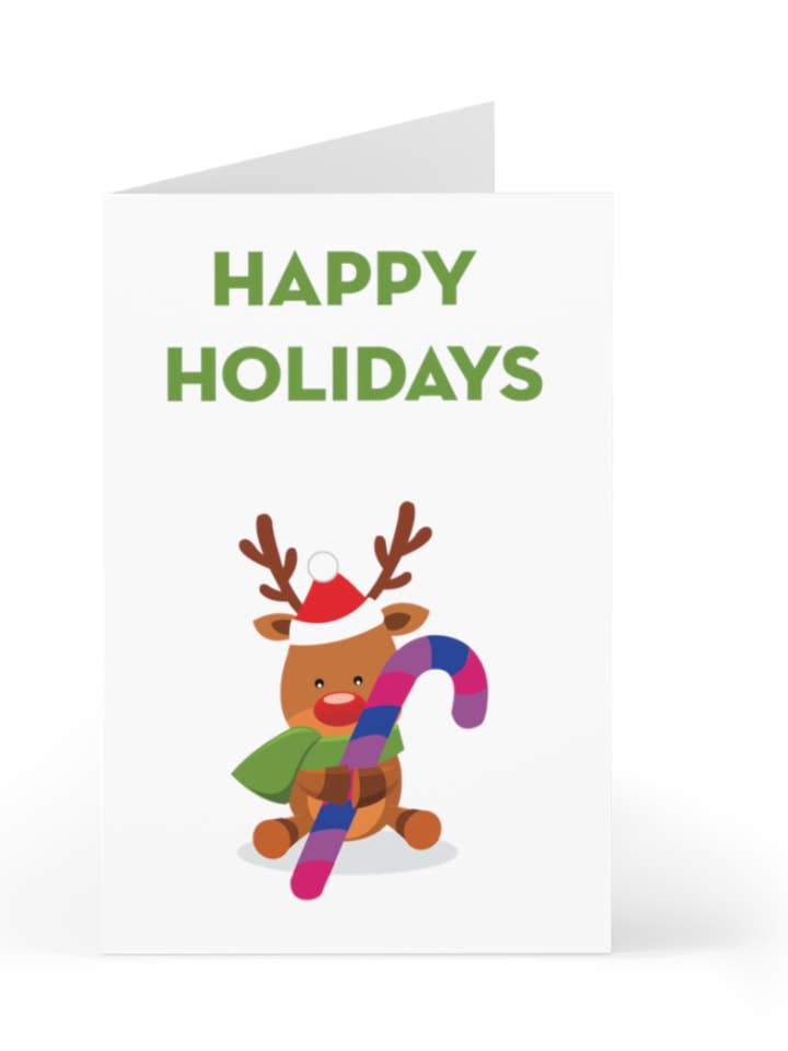 LGBTQ+ Reindeer Happy Holidays Greeting Card for wholesale by Dash of Pride, LLC