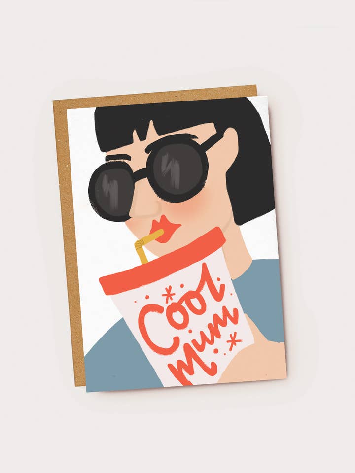 Cool Mum Sunglasses & Soda Mother's Day Card for wholesale by Jade Fisher