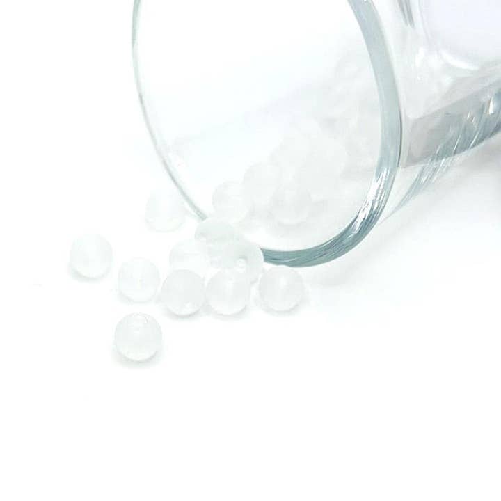 Guerrilla Charm - Wholesale Beads - 6mm White Frosted Glass Beads